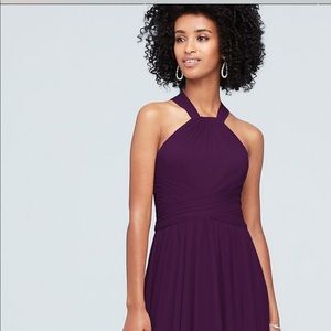 High Neck Mesh Bridesmaid Dress Plum Purple Size 8
